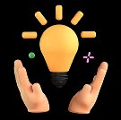 Illustration of hands holding a lightbulb representing an idea and start of learning journey